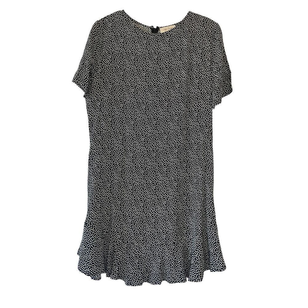 Charlie Paige Womens Sz M Black with White Dots Short Sleeve Skirt Dress